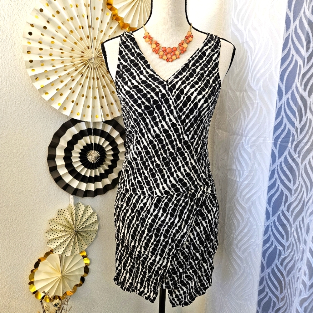 Plenty by Tracy Reese | Drop Waist Black & White Mini Dress | Size 8P